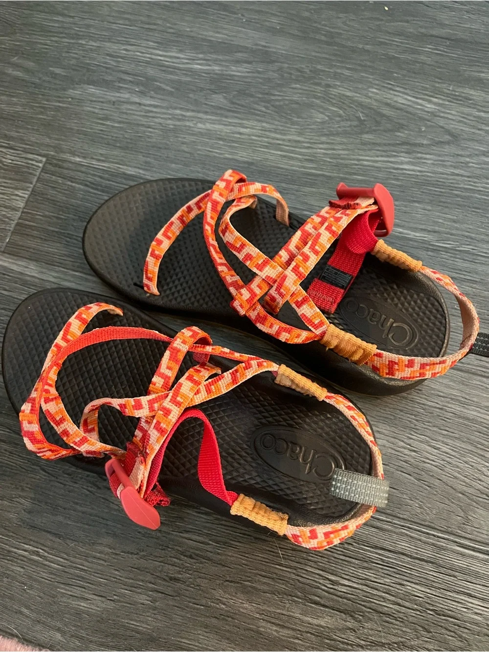Chaco Kids Orange-Red Patterned Strappy Sandals